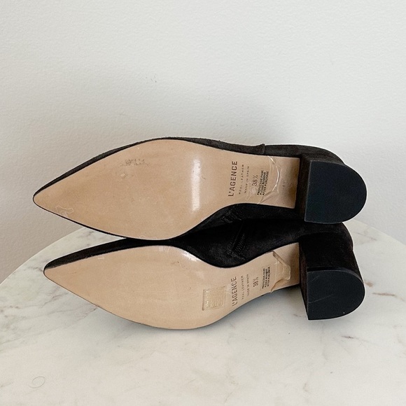 L'AGENCE NEW Jeanne Block Heel Bootie Charcoal Gray Pointed Toe Size 8.5 38.5 EU - Picture 8 of 8